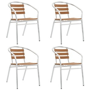 vidaXL, vidaXL Stapelbare Gartenstühle 4 Stk. Aluminium und WPC Silbern