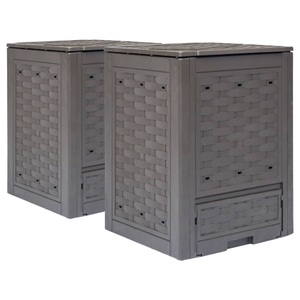 Diverse Hardware, Gartenkomposter 2 Stk. Braun 60 x 60 x 83 cm 600 L, vidaXL Gartenkomposter 2 Stk. Braun 60x60x83cm 600 L Kunststoff Rattan