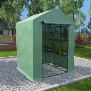 vidaXL, vidaXL Gewächshaus mit Regalen Stahl 143x143x195 cm, vidaXL Gewächshaus mit Ablagen Stahl 143x143x195 cm