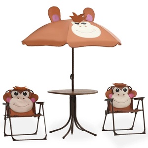 vidaXL, vidaXL 3-tlg. Garten-Bistro-Set für Kinder mit Sonnenschirm Braun, vidaXL 3-tlg. Garten-Bistro-Set für Kinder mit Sonnenschirm Braun