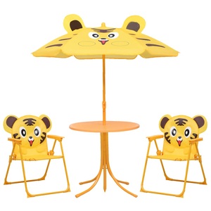 vidaXL, vidaXL 3-tlg. Garten-Bistro-Set für Kinder mit Sonnenschirm Gelb, vidaXL 3-tlg. Garten-Bistro-Set für Kinder mit Sonnenschirm Gelb