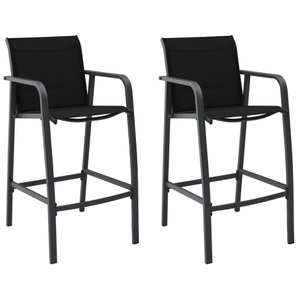vidaXL, vidaXL Garten-Barstühle 2 Stk. Schwarz Textilene, vidaXL Garten-Barstühle 2 Stk. Schwarz Textilene