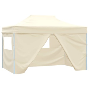 vidaXL, vidaXL Profi-Partyzelt Faltbar mit 4 Seitenwänden 3×4m Stahl Creme