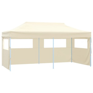 vidaXL, vidaXL Profi-Partyzelt Faltbar mit 4 Seitenwänden 3×6m Stahl Creme