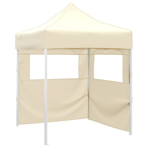 vidaXL, vidaXL Profi-Partyzelt Faltbar mit 2 Seitenwänden 2×2m Stahl Creme