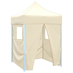 vidaXL, vidaXL Profi-Partyzelt Faltbar mit 4 Seitenwänden 2×2m Stahl Creme