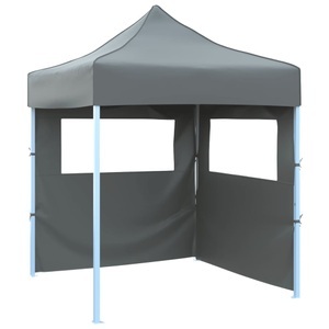 vidaXL, vidaXL Profi-Partyzelt Faltbar mit 2 Seitenwänden 2×2m Stahl Anthrazit, vidaXL Profi-Partyzelt Faltbar mit 2 Seitenwänden 2×2m Stahl Anthrazit