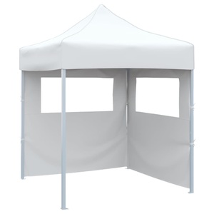 vidaXL, vidaXL Profi-Partyzelt Faltbar mit 2 Seitenwänden 2×2m Stahl Weiß, VidaXL - Partyzelt gewebe, One Size, Weiss
