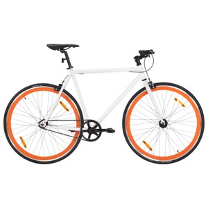 vidaXL, vidaXL Fahrrad mit Festem Gang Weiß und Orange 700c 59 cm, vidaXL Fahrrad mit Festem Gang Weiß und Orange 700c 59 cm