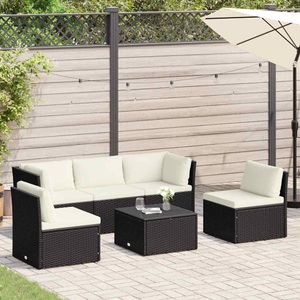 Diverse Hardware, 4-tlg. Garten-Lounge-Set mit Auflagen Poly Rattan Schwarz