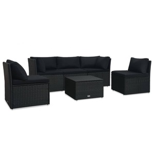 Diverse Hardware, 4-tlg. Garten-Lounge-Set mit Auflagen Poly Rattan Schwarz, vidaXL 4-tlg. Garten-Lounge-Set mit Auflagen Poly Rattan Schwarz