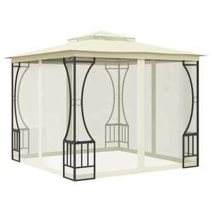 vidaXL, vidaXL Pavillon mit Vorhängen 300x300x265 cm Creme