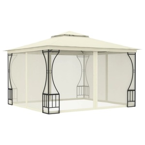 vidaXL, vidaXL Pavillon mit Vorhängen 300x300x265 cm Creme, vidaXL Pavillon mit Netz 300x300x265 cm Creme