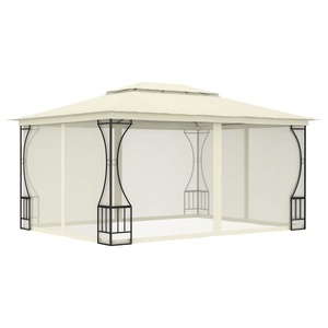 vidaXL, vidaXL Pavillon mit Vorhängen 300x400x265 cm Creme