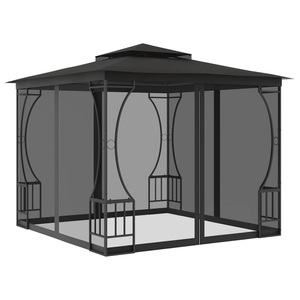 vidaXL, vidaXL Pavillon mit Vorhängen 300x300x265 cm Anthrazit