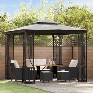 vidaXL, vidaXL Pavillon mit Vorhängen 300x300x265 cm Anthrazit