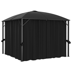 vidaXL, vidaXL Pavillon mit Vorhängen 300 x 300 x 265 cm Anthrazit, vidaXL Pavillon mit Vorhängen 300 x 300 x 265 cm Anthrazit