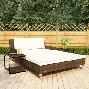 Diverse Hardware, 2-Personen-Sonnenliege mit Auflagen Poly Rattan Braun, vidaXL 2-Personen-Sonnenliege mit Auflagen Poly Rattan Braun