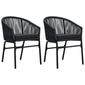 vidaXL, vidaXL Gartenstühle 2 Stk. Schwarz PVC Rattan