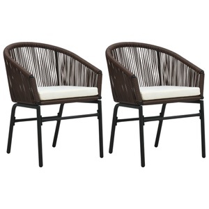 vidaXL, vidaXL Gartenstühle 2 Stk. Braun PVC Rattan