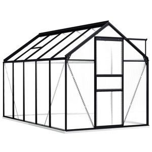 vidaXL, vidaXL Gewächshaus mit Fundamentrahmen Anthrazit Aluminium 5,89 m³, vidaXL Gewächshaus mit Fundament Anthrazit Aluminium 5,89 m²