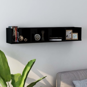 Diverse Hardware, CD-Wandregal Hochglanz-Schwarz 100 x 18 x 18 cm Spanplatte, 