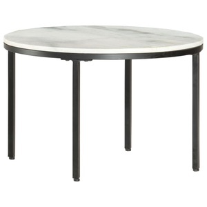 vidaXL, vidaXL Couchtisch Weiß und Schwarz Ø65 cm Echter Marmor, vidaXL Couchtisch Weiß und Schwarz Ø65 cm Echter Marmor