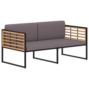 Diverse Hardware, Gartenbank mit Auflagen 136 cm Massivholz Akazie Dunkelgrau