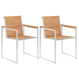 vidaXL, vidaXL Gartenstühle 2 Stk. Massivholz Teak und Edelstahl, 