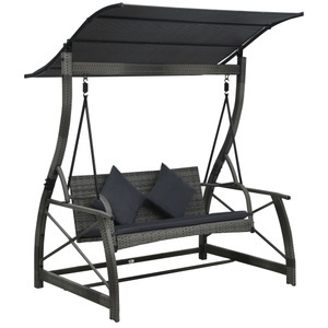 Diverse Hardware, Hollywoodschaukel 3-Sitzer mit Dach Poly Rattan Grau, vidaXL Hollywoodschaukel 3-Sitzer mit Dach Poly Rattan Grau
