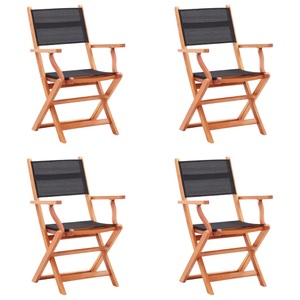 vidaXL Klappbare Gartenstühle 4 Stk. Schwarz Eukalyptus Massivholz