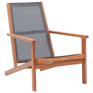 vidaXL, vidaXL Garten-Loungestuhl Grau Eukalyptus Massivholz und Textilene, vidaXL Garten-Loungestuhl Grau Eukalyptus Massivholz und Textilene