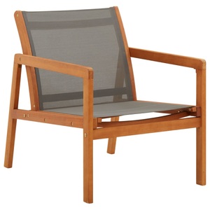 vidaXL, vidaXL Garten-Loungestuhl Grau Eukalyptus Massivholz und Textilene, vidaXL Garten-Loungestuhl Grau Massivholz Eukalyptus und Textilene