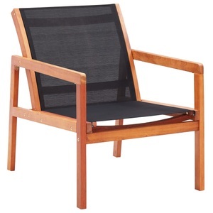 Diverse Hardware, Garten-Loungestuhl Schwarz Eukalyptus Massivholz und Textilene