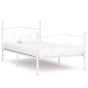vidaXL, vidaXL Bettgestell mit Lattenrost Weiß Metall 90 x 200 cm, vidaXL Bettgestell mit Lattenrost Weiß Metall 90 x 200 cm