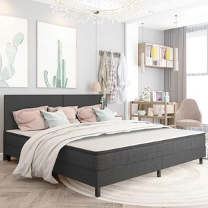 vidaXL, vidaXL Boxspring-Bettgestell Grau Stoff 200x200 cm