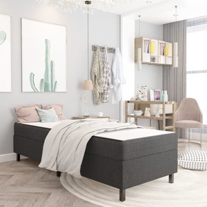 vidaXL, vidaXL Boxspring-Bettgestell Grau Stoff 90x200 cm