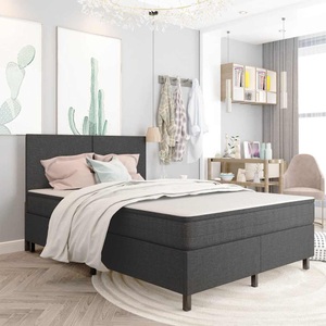 vidaXL, vidaXL Boxspring-Bettgestell Grau Stoff 160x200 cm