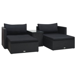 Diverse Hardware, 5-tlg. Garten-Lounge-Set mit Auflagen Poly Rattan Schwarz, vidaXL 5-tlg. Garten-Lounge-Set mit Auflagen Poly Rattan Schwarz