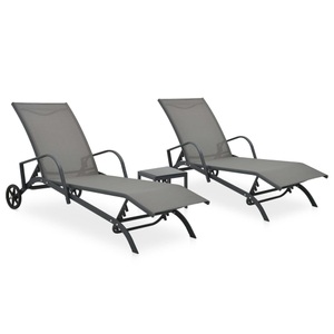 Diverse Hardware, Sonnenliegen 2 Stk. mit Tisch Textilene und Stahl, VidaXL - Sonnenliege und tisch metall, One Size, Grau