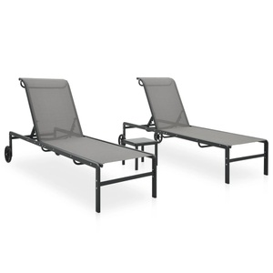 Diverse Hardware, Sonnenliegen 2 Stk. mit Tisch Textilene und Stahl, 