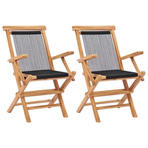vidaXL, vidaXL Klappbare Gartenstühle 2 Stk. Massivholz Teak und Seil, vidaXL Klappbare Gartenstühle 2 Stk. Massivholz Teak und Seil
