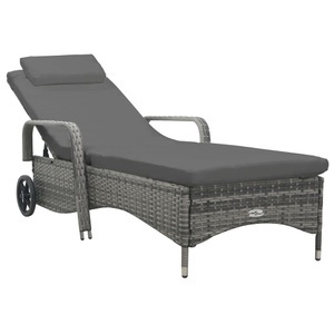 vidaXL, vidaXL Sonnenliege mit Rädern Poly Rattan Anthrazit, vidaXL Sonnenliege mit Rädern Poly Rattan Anthrazit