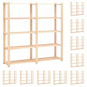 vidaXL, vidaXL Lagerregale 5 Böden 10 Stk 170x38x170cm Massivholz Kiefer 500kg, vidaXL Lagerregale 5 Böden 10 Stk 170x38x170cm Massivholz Kiefer 500kg