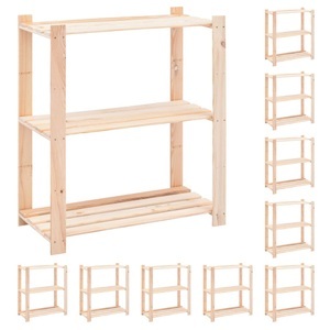 vidaXL, vidaXL Lagerregale 3 Böden 10 Stk. 80x38x90cm Massivholz Kiefer 150kg, vidaXL Lagerregale 3 Böden 10 Stk. 80x38x90cm Massivholz Kiefer 150kg