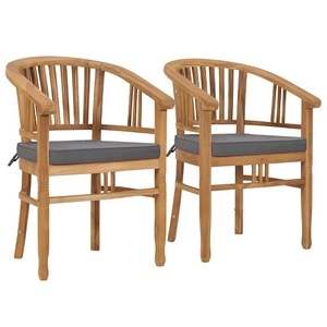 vidaXL, vidaXL Gartenstühle mit Kissen 2 Stk. Teak Massivholz, vidaXL Gartenstühle mit Kissen 2 Stk. Teak Massivholz