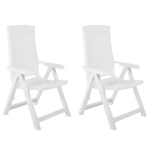 vidaXL, vidaXL Verstellbare Gartenstühle 2 Stk. Kunststoff Weiß, vidaXL Verstellbare Gartenstühle 2 Stk. Kunststoff Weiß