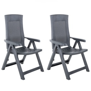 vidaXL, vidaXL Verstellbare Gartenstühle 2 Stk. Kunststoff Anthrazit, vidaXL Verstellbare Gartenstühle 2 Stk. Kunststoff Anthrazit