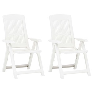 vidaXL, vidaXL Verstellbare Gartenstühle 2 Stk. Kunststoff Weiß, vidaXL Verstellbare Gartenstühle 2 Stk. Kunststoff Weiß
