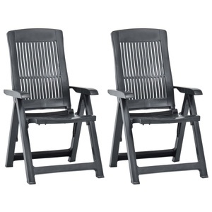 vidaXL, vidaXL Verstellbare Gartenstühle 2 Stk. Kunststoff Anthrazit, vidaXL Verstellbare Gartenstühle 2 Stk. Kunststoff Anthrazit